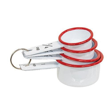 4 Set Red Rim Enamel Measuring Cups - The Fox Decor